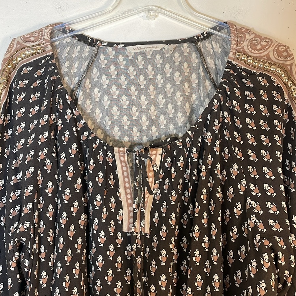 NEW! Soft Surroundings Jolene Blouse - Glitter Beaded & Embroidered. 2X. - Picture 5 of 14